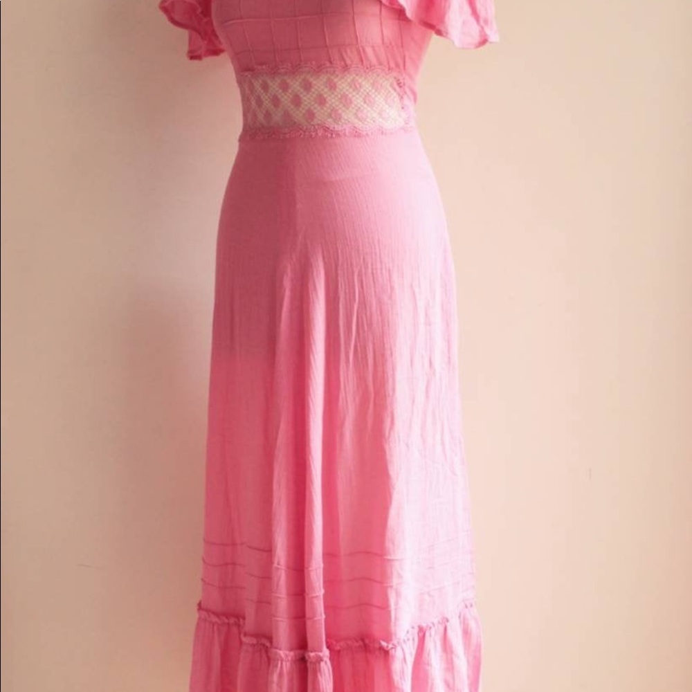 Vintage pink cotton maxi dress - Picture 5 of 9
